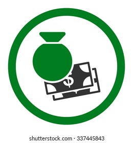 Capital vector icon. Style is bicolor flat rounded symbol, green and gray colors, rounded angles, white background.