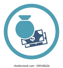 Capital vector icon. Style is bicolor flat rounded symbol, cyan and blue colors, rounded angles, white background.