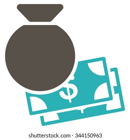 Capital vector icon. Style is bicolor flat symbol, grey and cyan colors, rounded angles, white background.