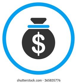 Capital vector icon. Style is bicolor flat circled symbol, blue and gray colors, rounded angles, white background.