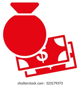 Capital vector icon. Style is flat symbol, red color, rounded angles, white background.
