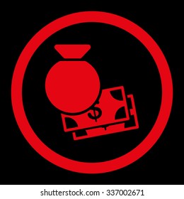 Capital vector icon. Style is flat rounded symbol, red color, rounded angles, black background.