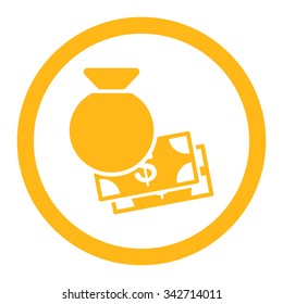 Capital vector icon. Style is flat rounded symbol, yellow color, rounded angles, white background.