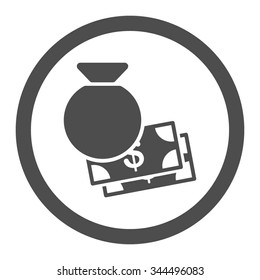 Capital vector icon. Style is flat rounded symbol, gray color, rounded angles, white background.