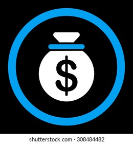 Capital vector icon. This flat rounded symbol uses blue and white colors and isolated on a black background.