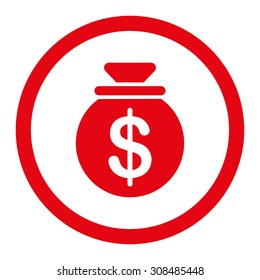 Capital vector icon. This flat rounded symbol uses red color and isolated on a white background.
