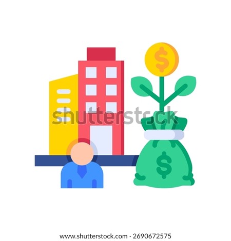 Capital Venture Icon Flat Vector Illustration