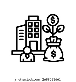 Ilustración vectorial de línea de iconos de capital de riesgo