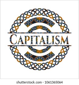 Capitalism arabesque emblem background. arabic decoration.