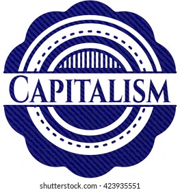 Capitalism badge with denim texture