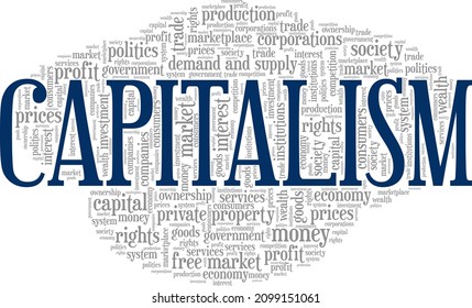 Capitalism conceptual vector illustration word cloud isolated on white background.