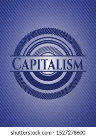 Capitalism denim background. Vector Illustration. Detailed.