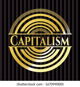 Capitalism gold badge. Vector Illustration. Detailed.