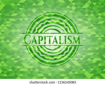 Capitalism green mosaic emblem