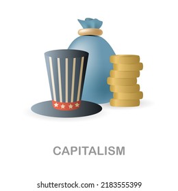 Capitalism Icon. 3d Illustration From Economic Collection. Creative Capitalism 3d Icon For Web Design, Templates, Infographics And More