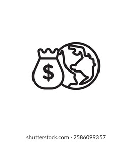 Capitalism icon black and white vector outline sign