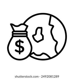 Icono del capitalismo marca de logotipo lineal en blanco y negro