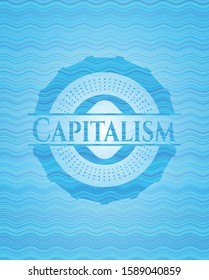 Capitalism light blue water emblem background. Vector Illustration. Detailed.