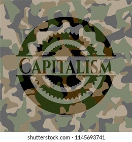 Capitalism on camouflaged pattern