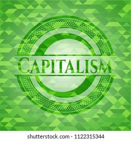 Capitalism realistic green mosaic emblem