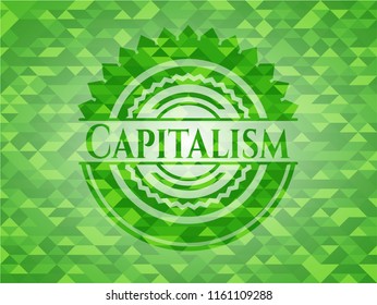 Capitalism realistic green mosaic emblem