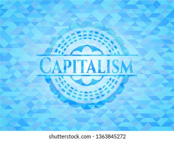 Capitalism realistic light blue mosaic emblem