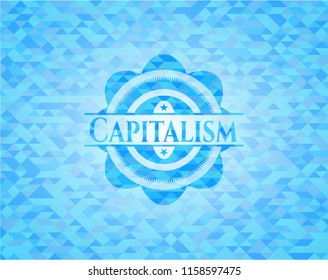 Capitalism realistic sky blue mosaic emblem