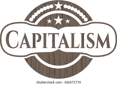 Capitalism retro style wood emblem