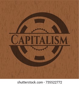 Capitalism retro wooden emblem