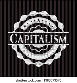 Capitalism silver emblem. Vector Illustration. Mosaic.