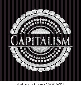 Capitalism silvery badge. Vector Illustration. Mosaic.