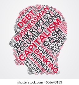 capitalism word cloud head typography