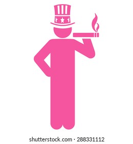 Capitalist icon from Business Bicolor Set. Vector style: flat symbols, pink color, rounded angles, white background.