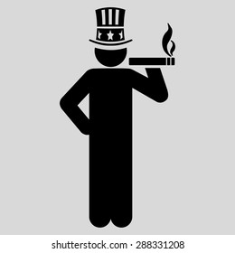 Capitalist icon from Business Bicolor Set. Vector style: flat symbols, black color, rounded angles, light gray background.