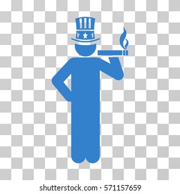 Capitalist icon. Vector illustration style is flat iconic symbol, cobalt color, transparent background. Designed for web and software interfaces.