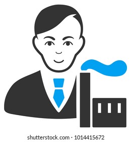 Capitalist Oligarch vector pictograph. Style is flat graphic bicolor symbol, blue and gray colors, white background.