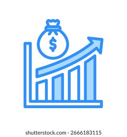 Ilustração do vetor de cor azul do ícone de capitalização