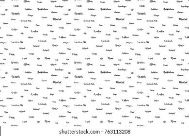 Capitals of Europe. Seamless background. Vector print