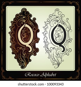 capitals and initials in the rococo style hand-made on the basis of ancient manuscripts