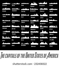 The Capitals of the United States of America (48 city silhouette)