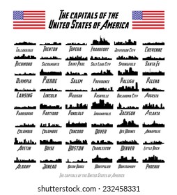 The Capitals of the United States of America (48 city silhouette)