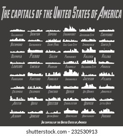 The Capitals of the United States of America (48 city silhouette)