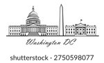 Capitol buiding, Monument and White House in Washington DC