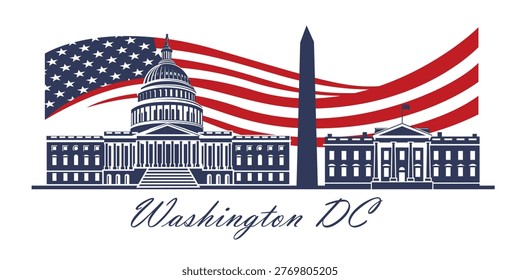 Capitol buiding, Monument and White House in Washington DC