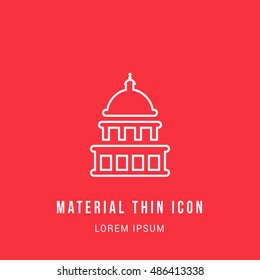 Capitol Building Bright Red Material Designed Line Thin Flat Icon / Logo