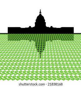 Capitol Building with dollar symbol foreground illustration