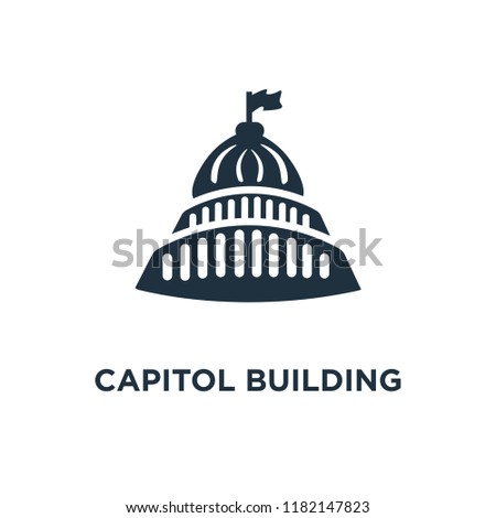 Capitol Building icon. Black filled vector illustration. Capitol Building symbol on white background. Can be used in web and mobile.