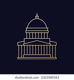 capitol building icon, line vector