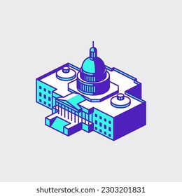 Capitol building isometric vector icon illustration