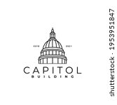 capitol building line art logo design vector